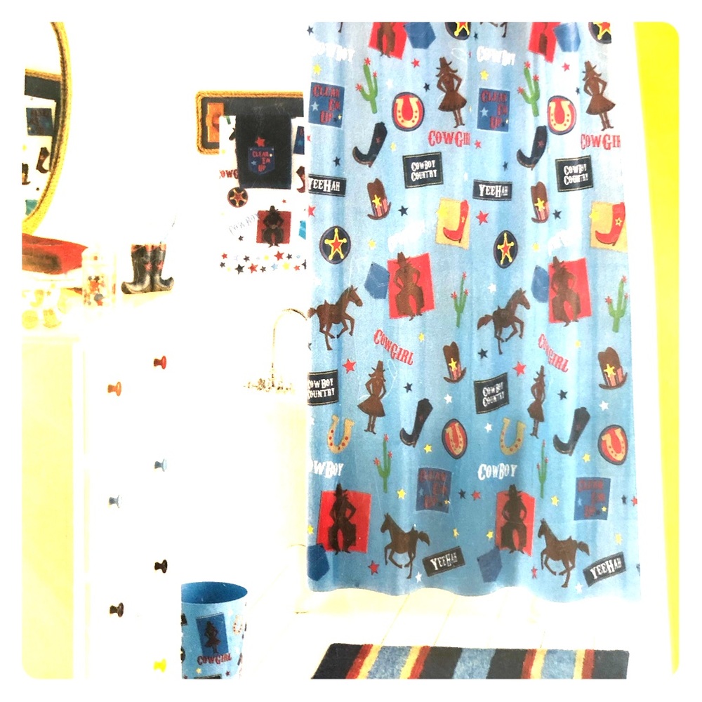 NWTS cowboy cowgirl western vinyl shower curtain